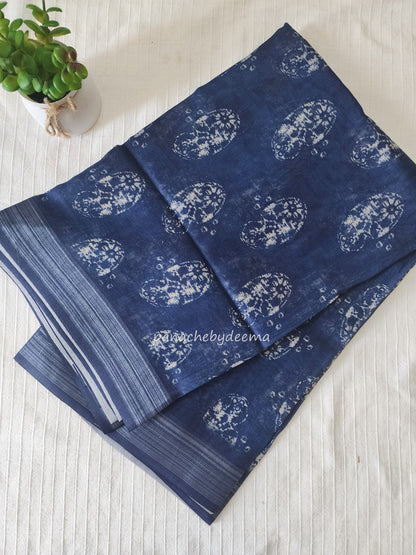 Semi Linen Indigo saree | IN1