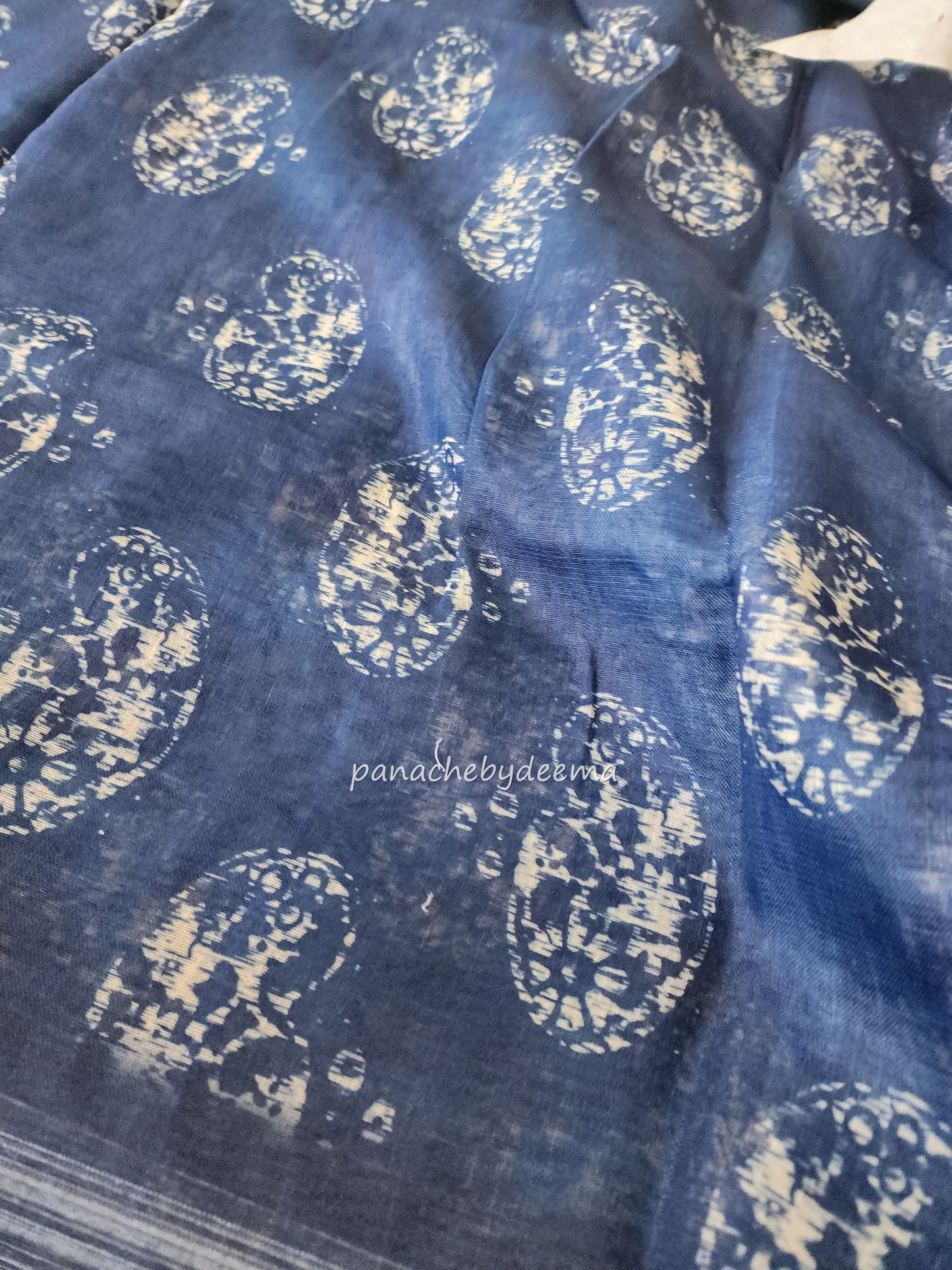 Semi Linen Indigo saree | IN1