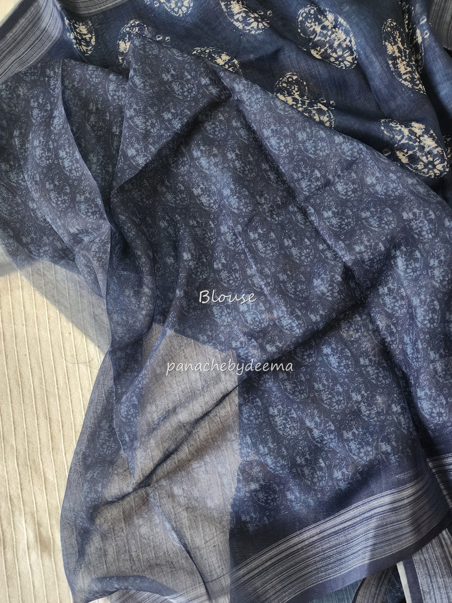Semi Linen Indigo saree | IN1