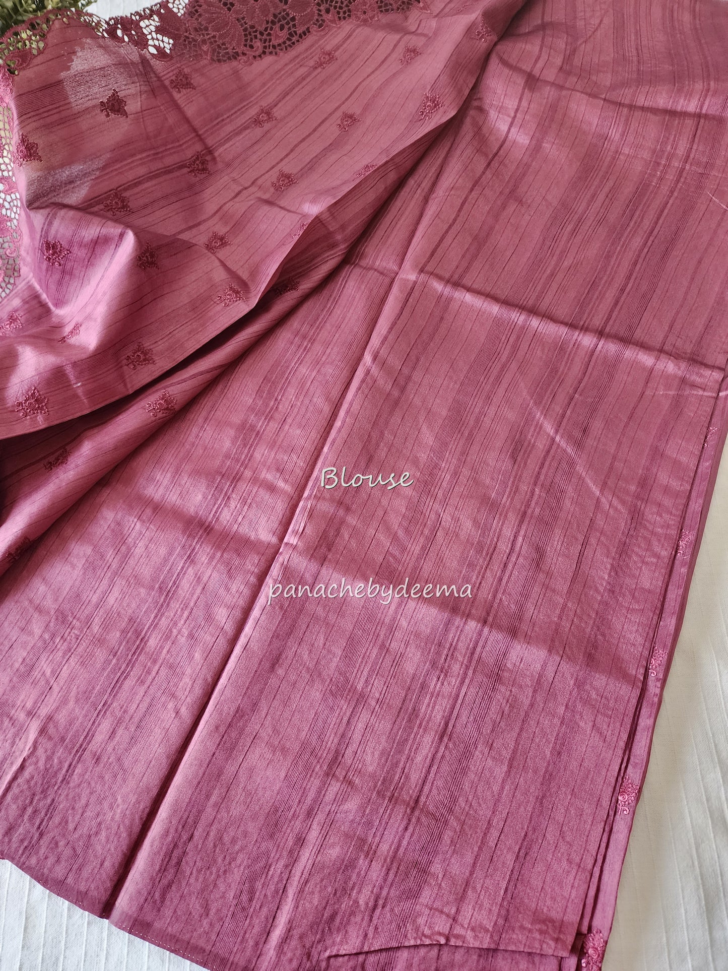 Beautiful semi tussar saree cut work border and embroidery| Onion pink | STC5