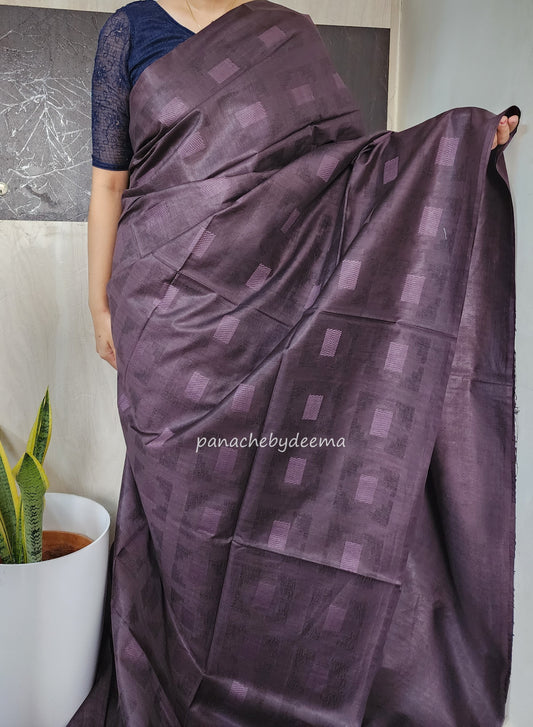 Beautiful semi munga silk saree |Dark purple| M4