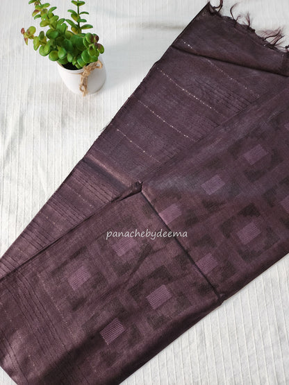 Beautiful semi munga silk saree |Dark purple| M4