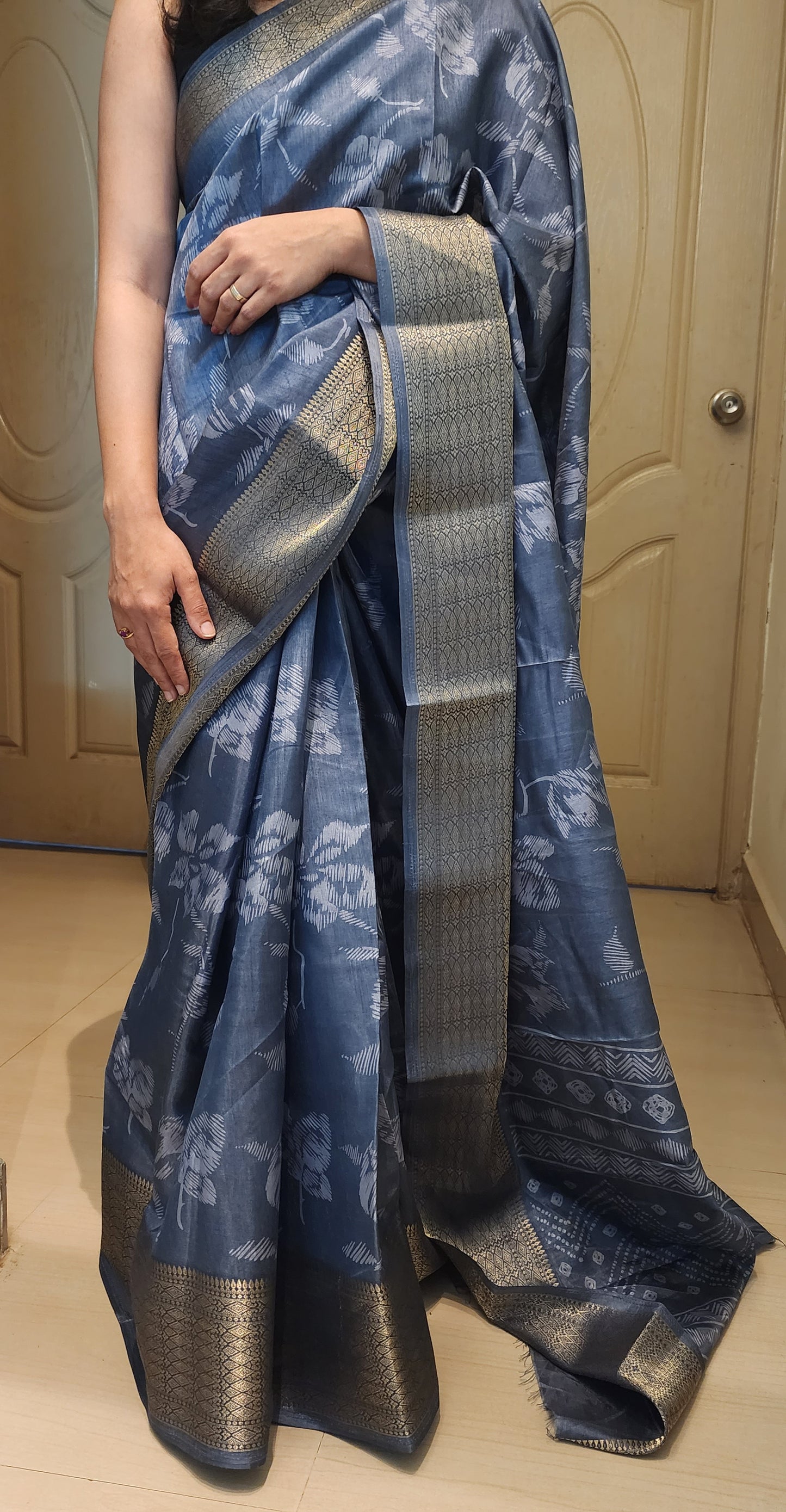 Budget friendly beautiful daily wear saree | Slate blue | SL101