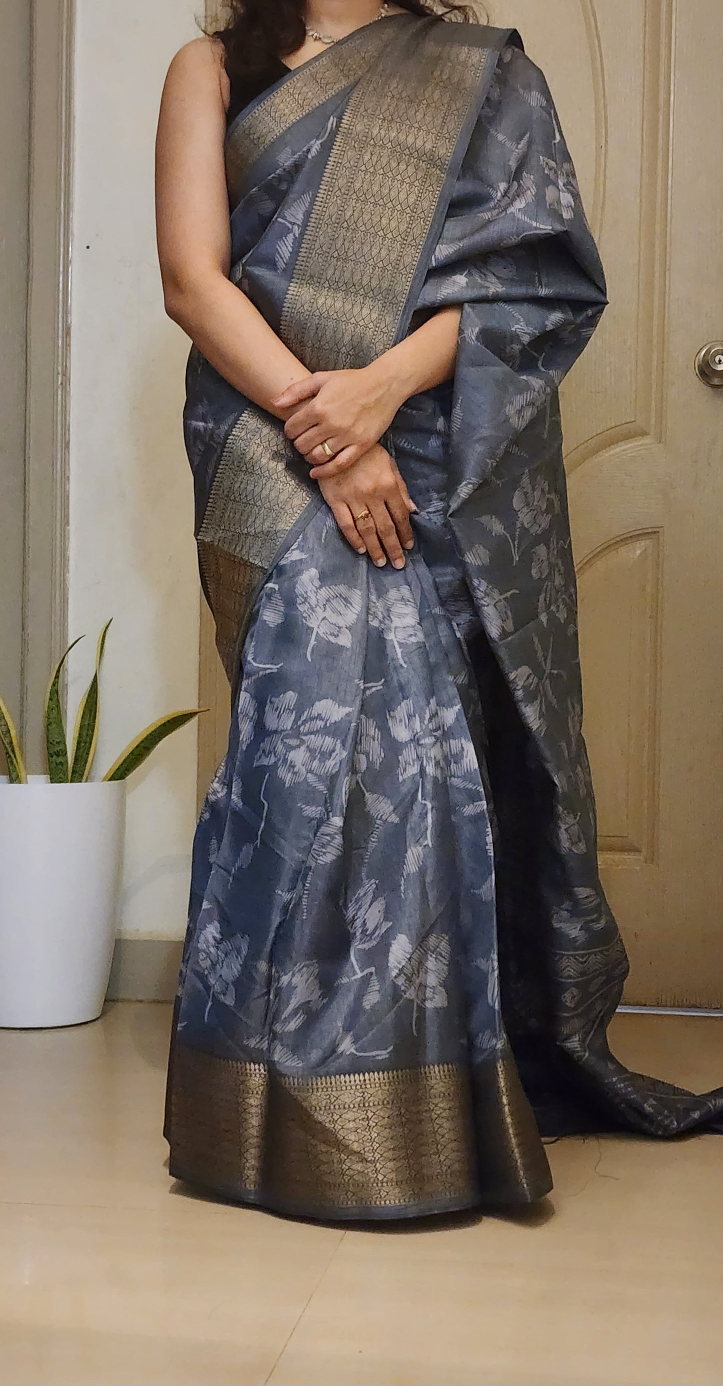 Budget friendly beautiful daily wear saree | Slate blue | SL101