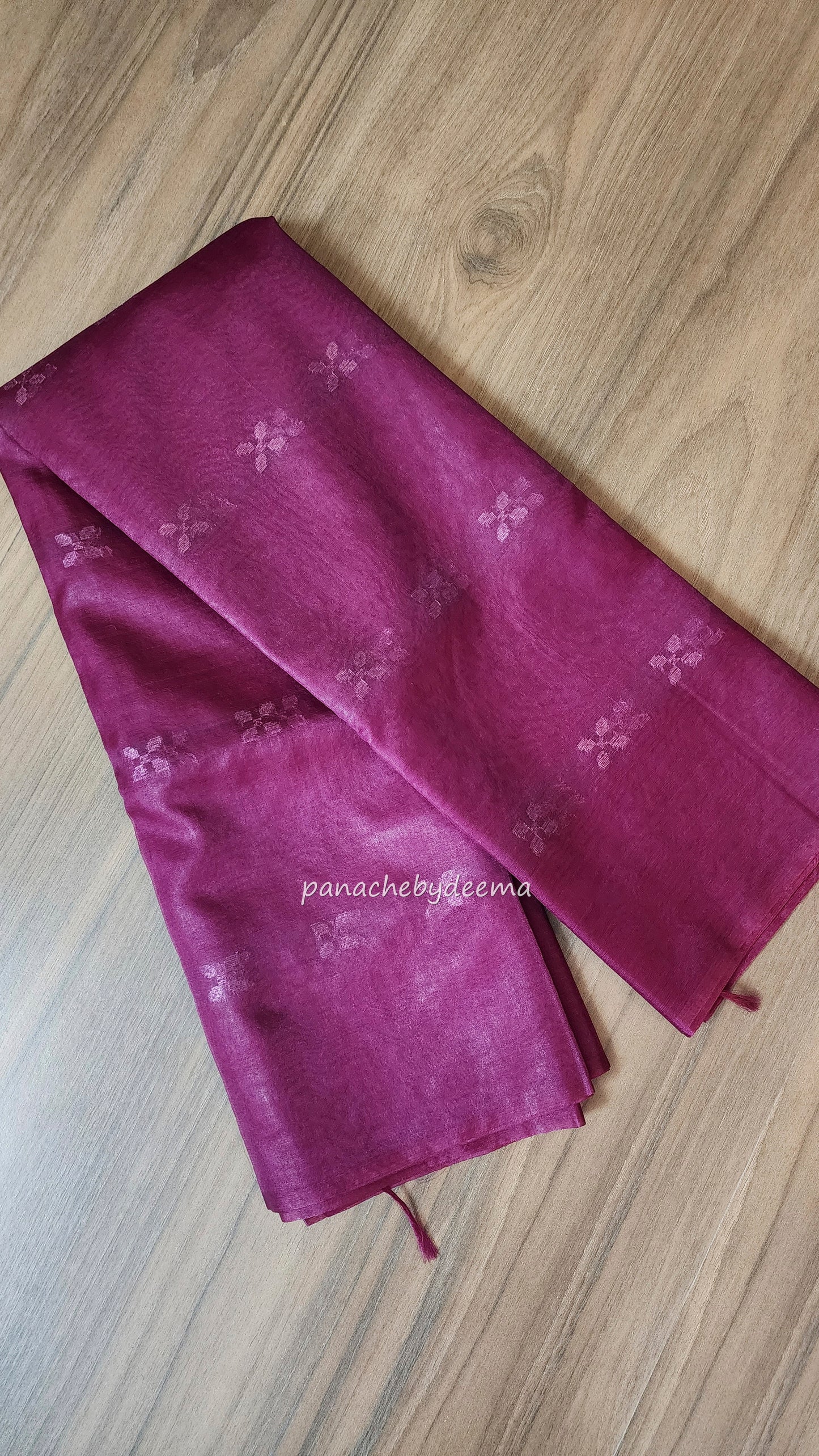 Beautiful semi organza saree with rose gold zari weaving all over body and sequined pallu | Dark pink | OR102