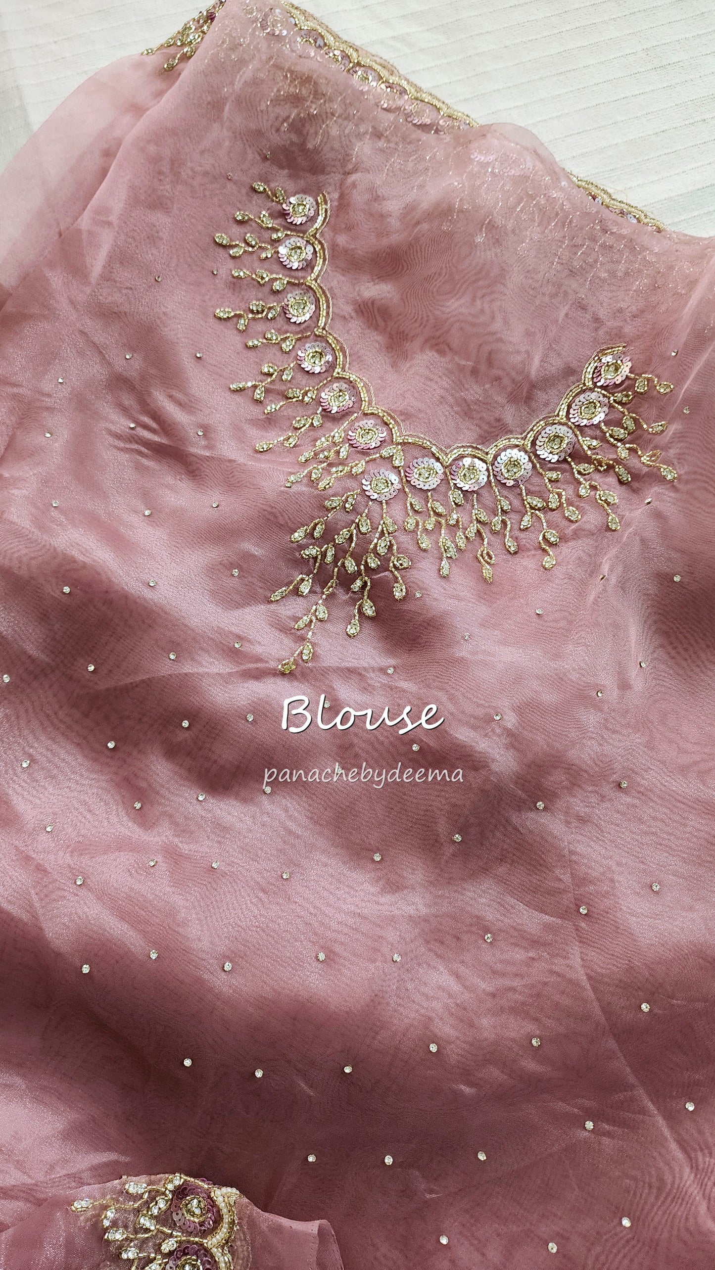 Organza saree with heavy handwork| Pastel pink | TS4
