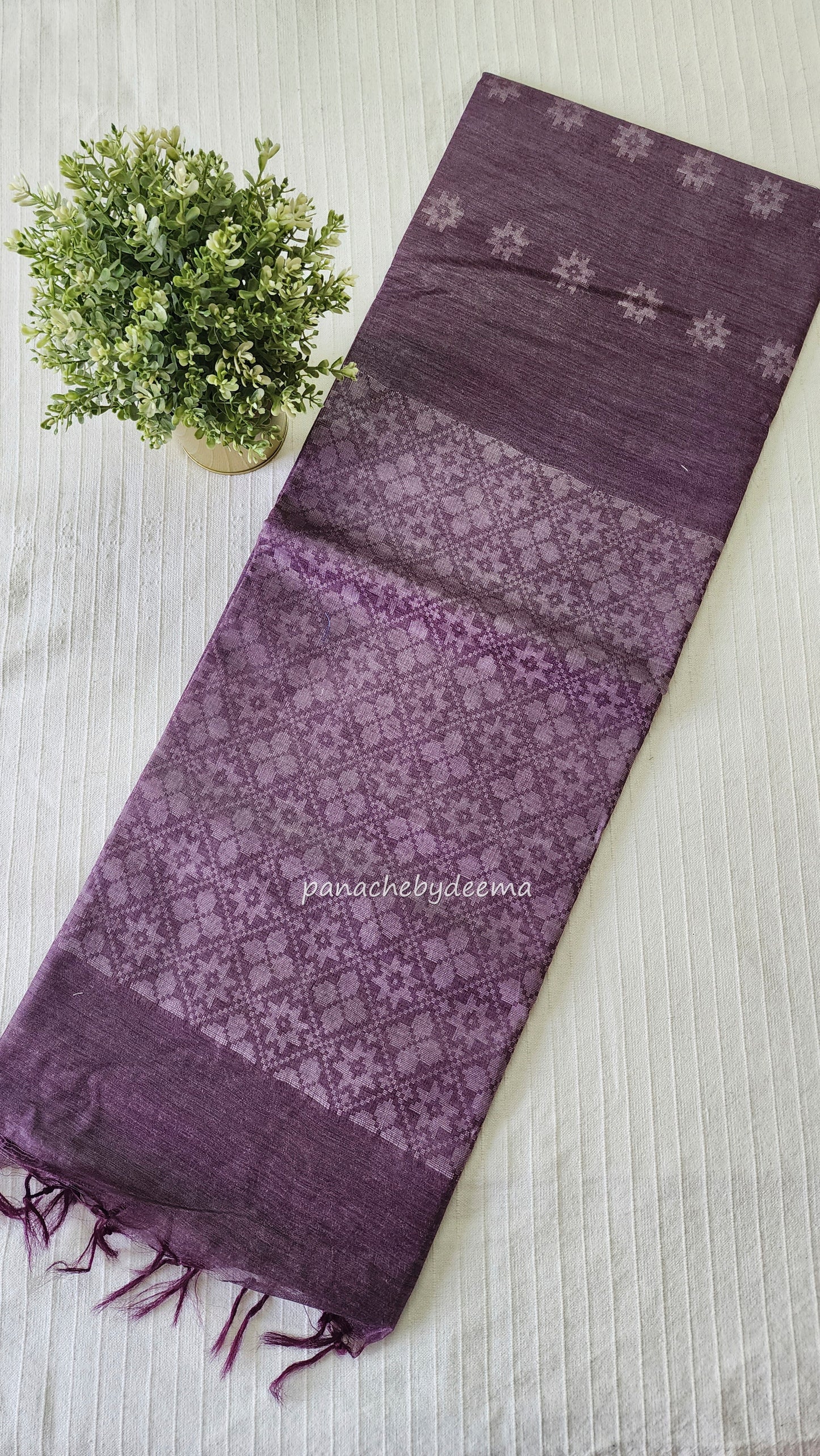 Semi tussar saree with thread weaving | Purple | CH5