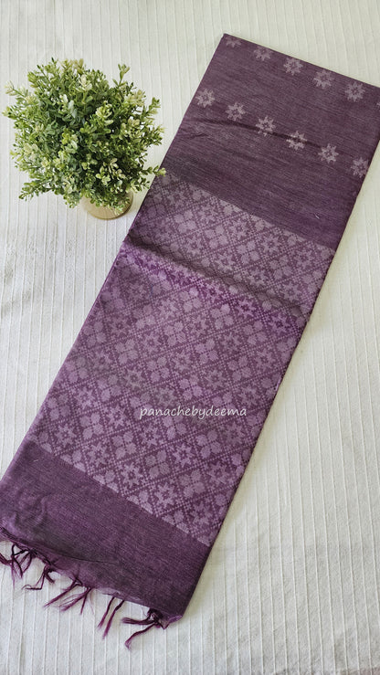 Semi tussar saree with thread weaving | Purple | CH5