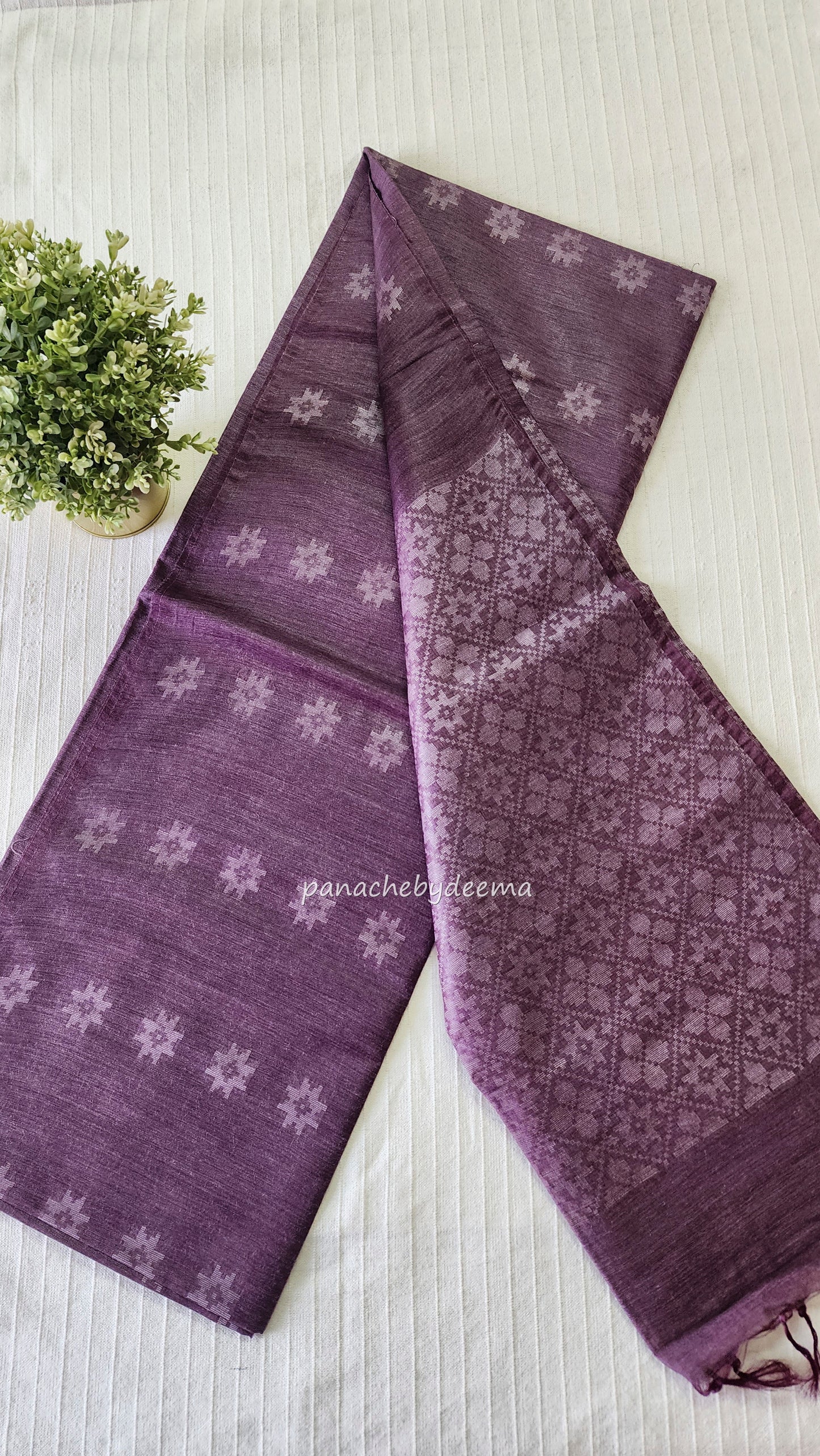 Semi tussar saree with thread weaving | Purple | CH5