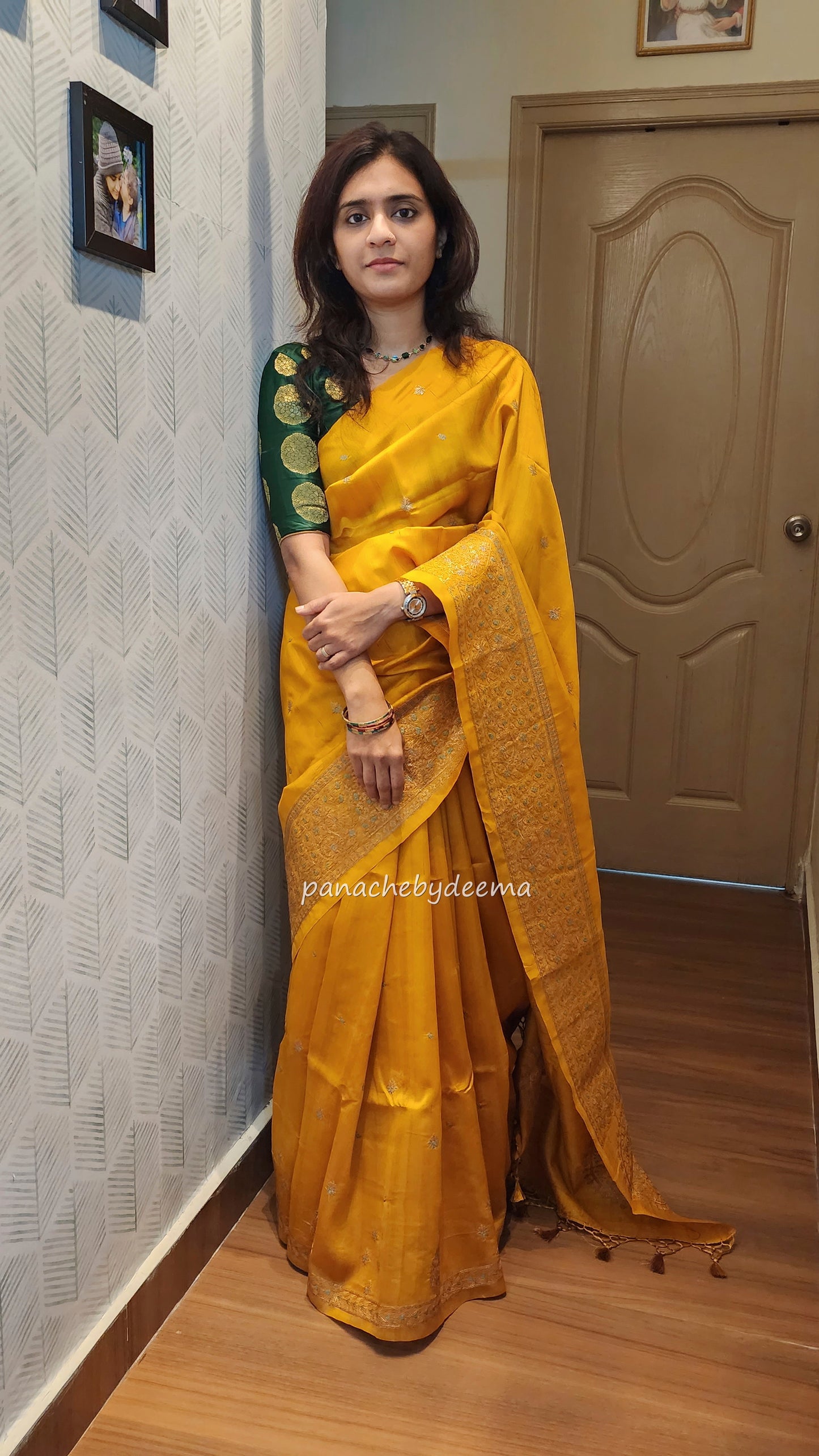 Matka silk designer saree with heavy embroidery | Mustard yelow | MT7
