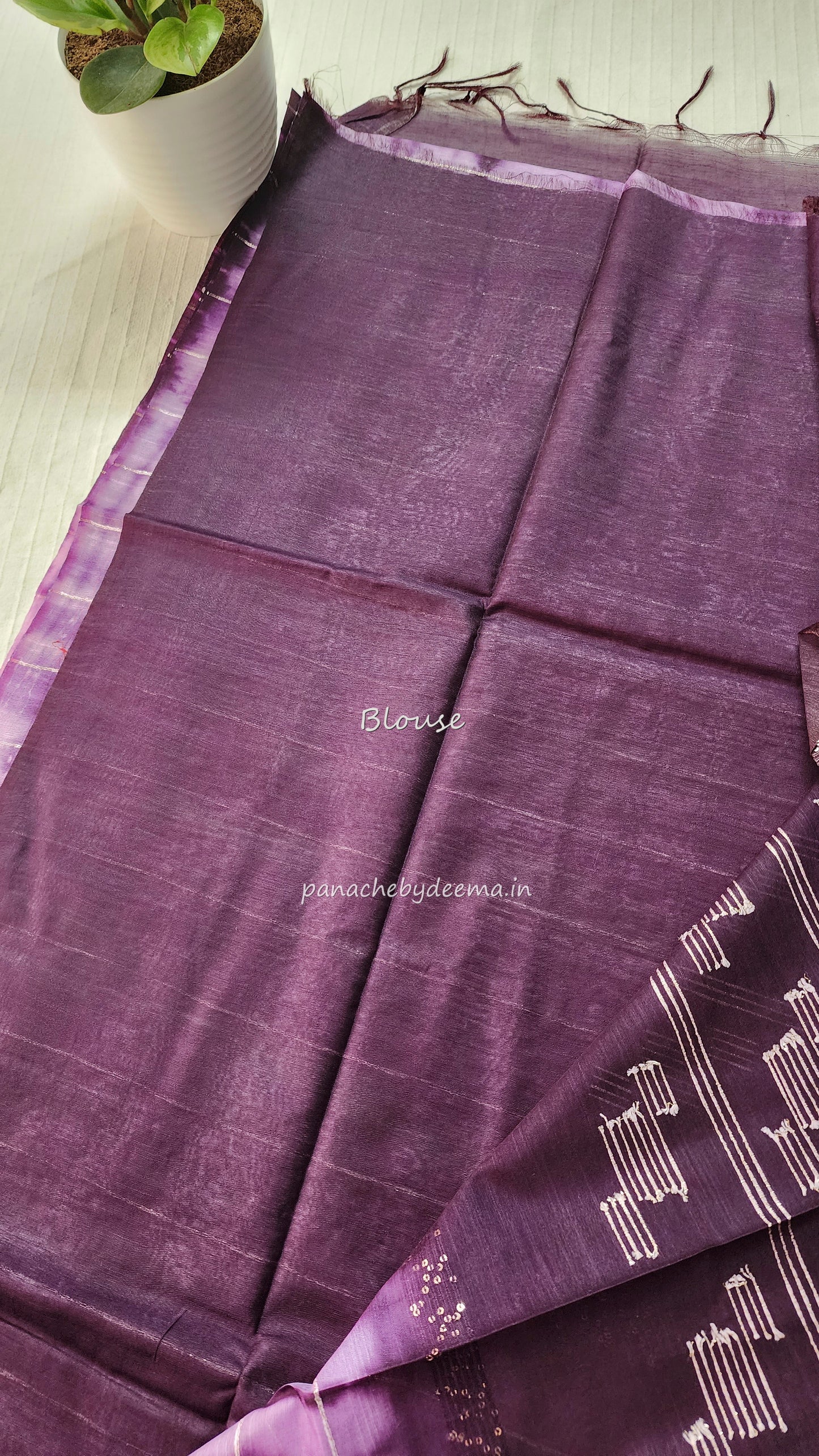 Semi tussar saree with shibori design | Violet| D13