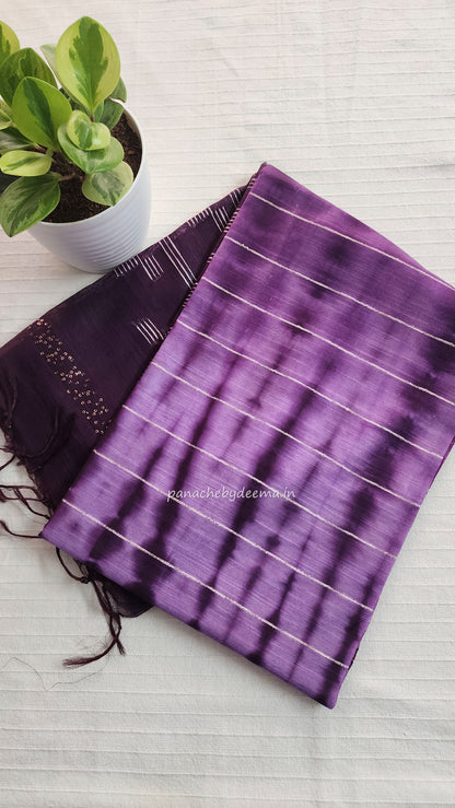 Semi tussar saree with shibori design | Violet| D13