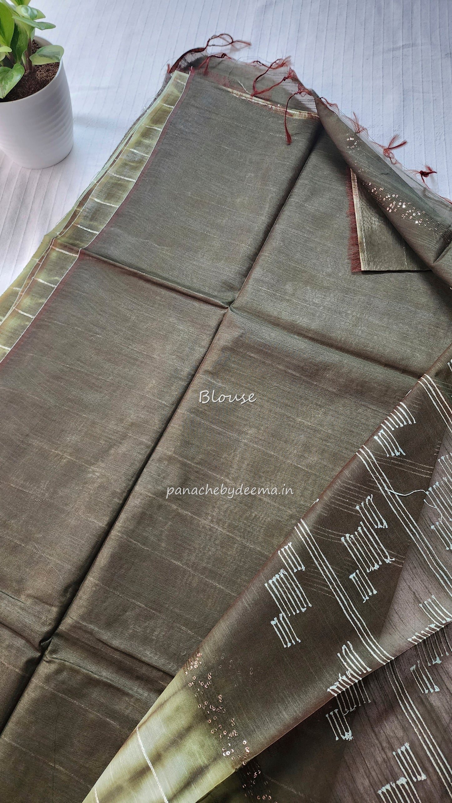 Semi tussar saree with shibori design | Green | D14