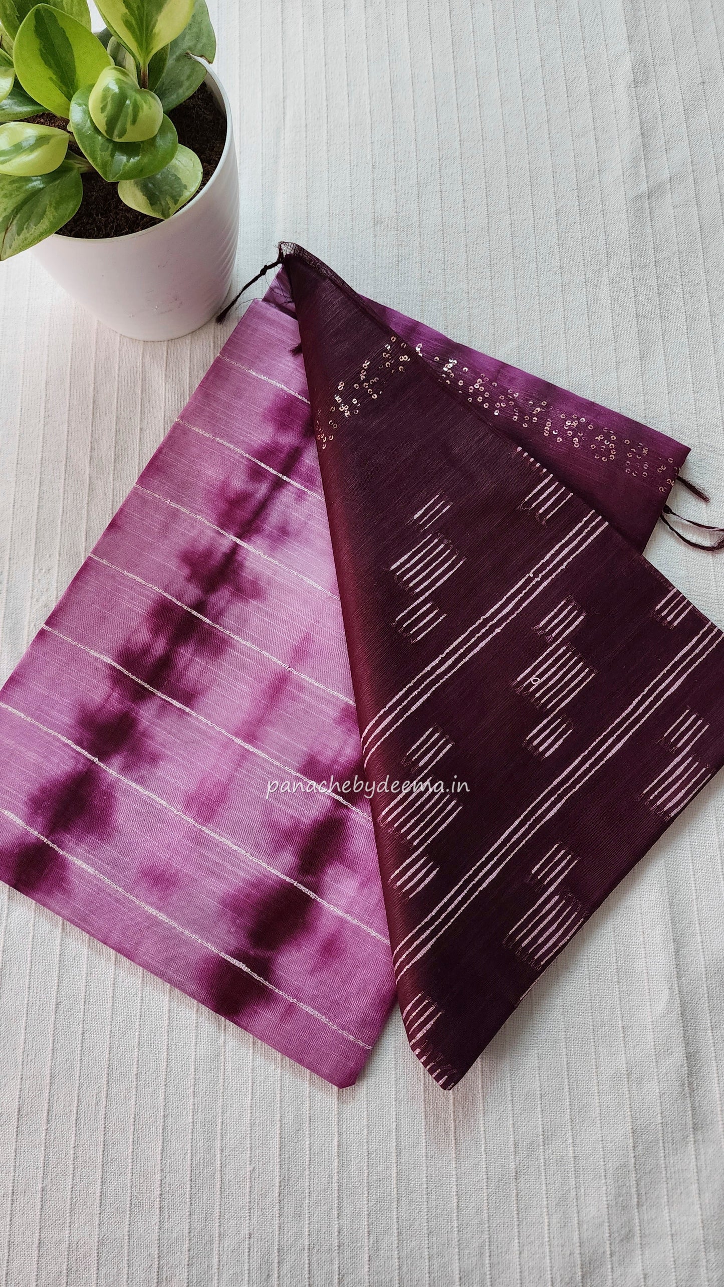 Semi tussar saree with shibori design | Purple | D16