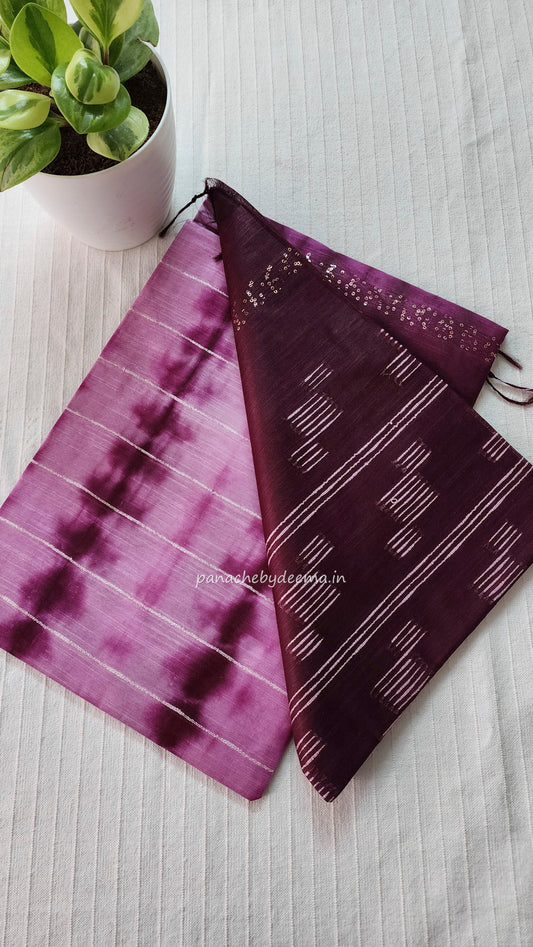 Semi tussar saree with shibori design | Purple | D16