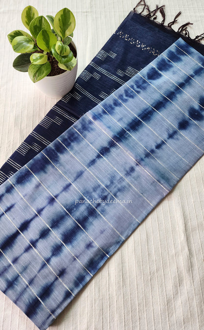 Semi tussar saree with shibori design | Blue| D15