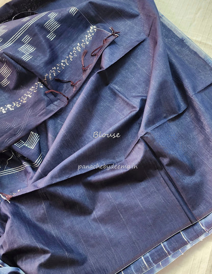 Semi tussar saree with shibori design | Blue| D15