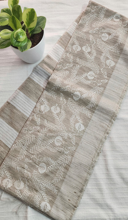 Semi linen saree with heavy thread embroidery | Design3 | TD03