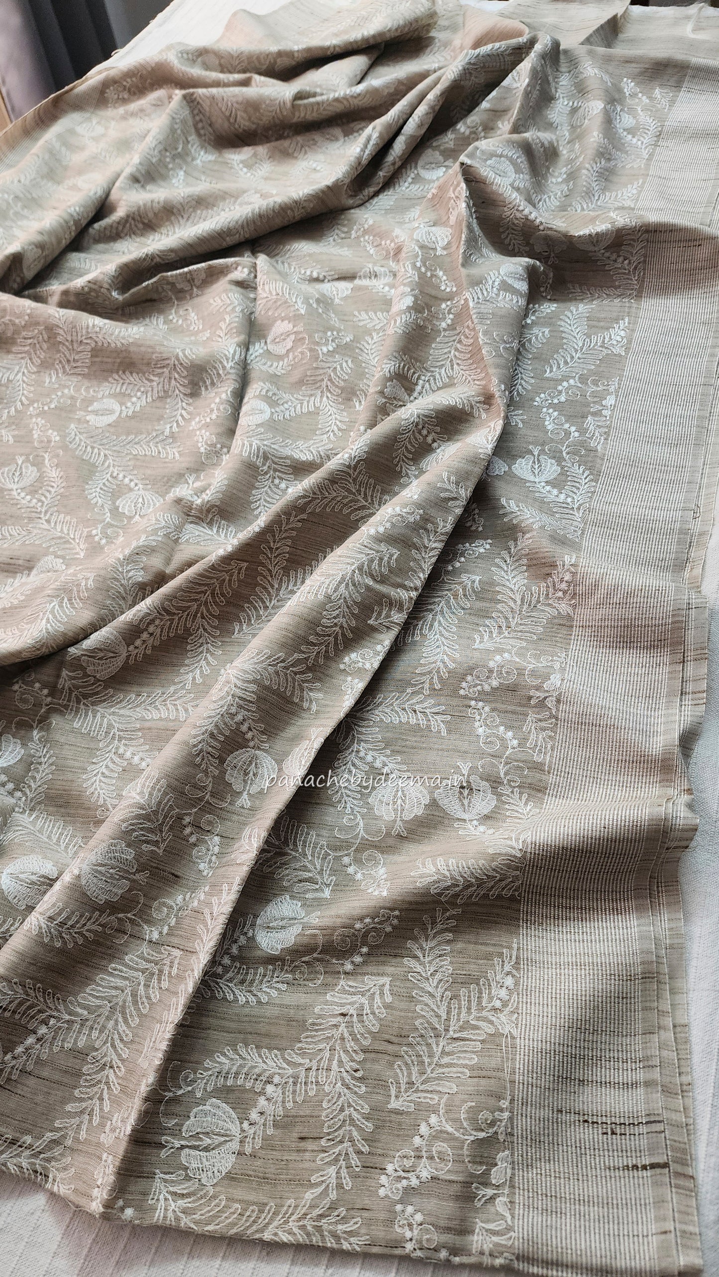 Semi linen saree with heavy thread embroidery | Design3 | TD03