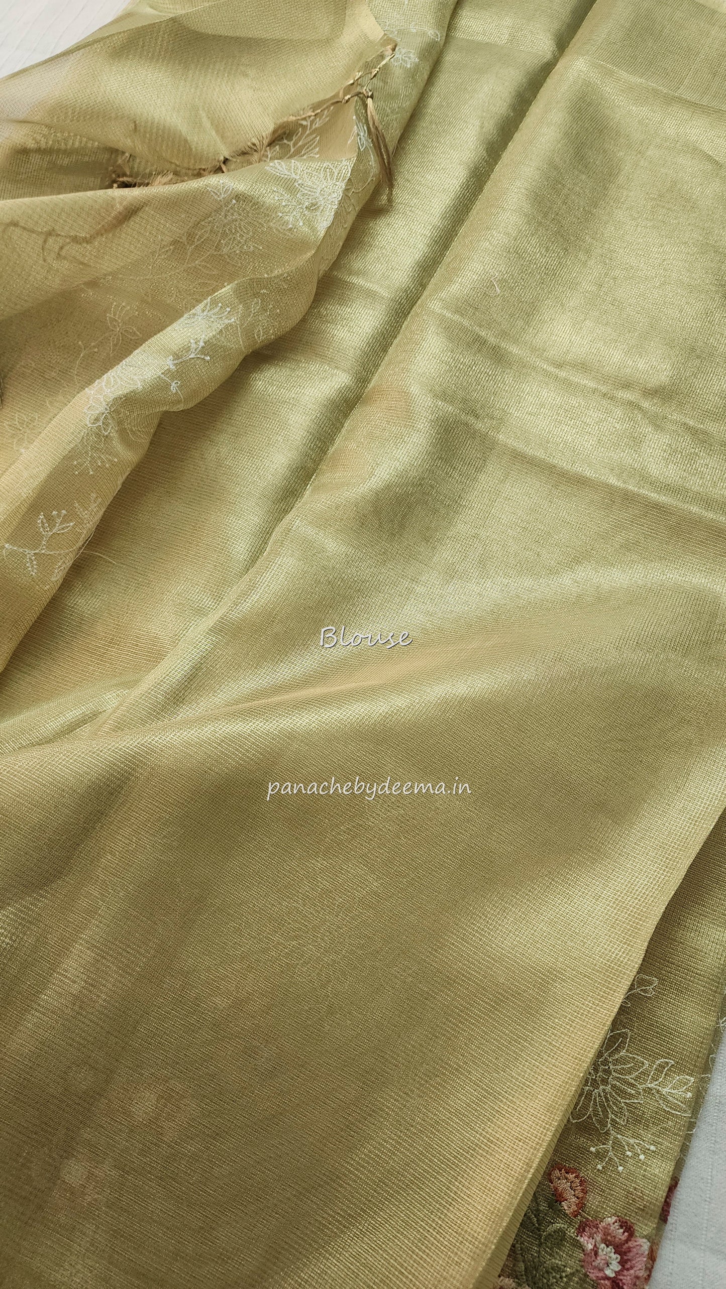 Tissue saree with embroidery | green  |Tis2