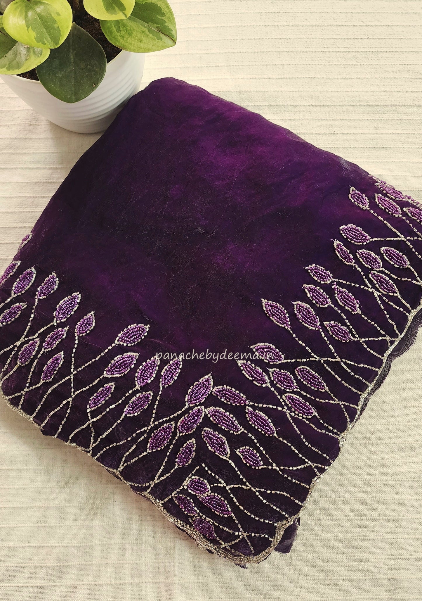 Desiger saree with heavy handwork| Dark violet | TS5