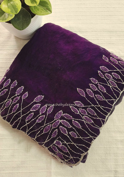 Desiger saree with heavy handwork| Dark violet | TS5