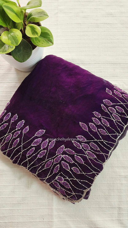 Desiger saree with heavy handwork| Dark violet | TS5