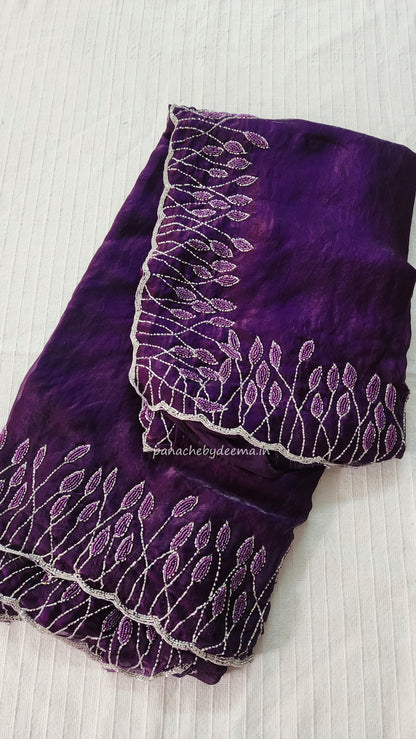 Desiger saree with heavy handwork| Dark violet | TS5