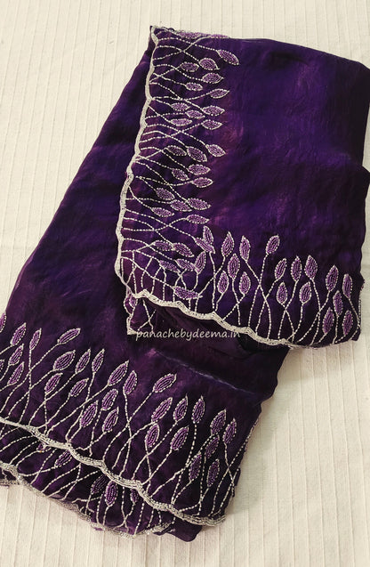 Desiger saree with heavy handwork| Dark violet | TS5