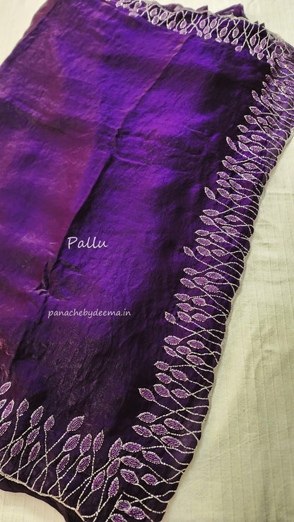 Desiger saree with heavy handwork| Dark violet | TS5