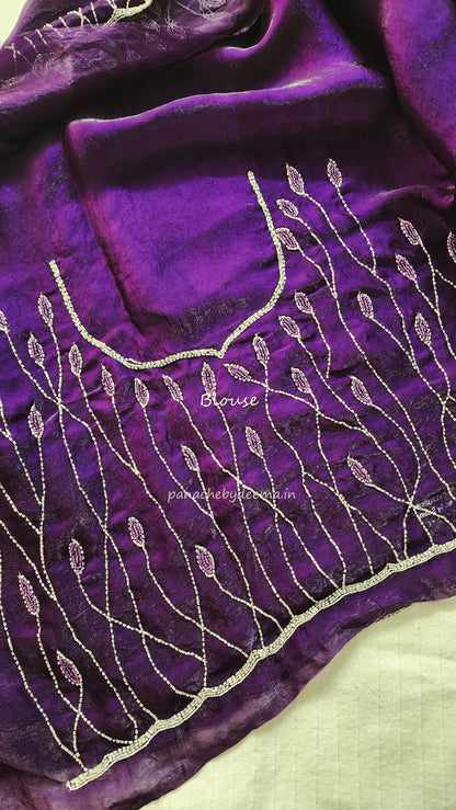 Desiger saree with heavy handwork| Dark violet | TS5