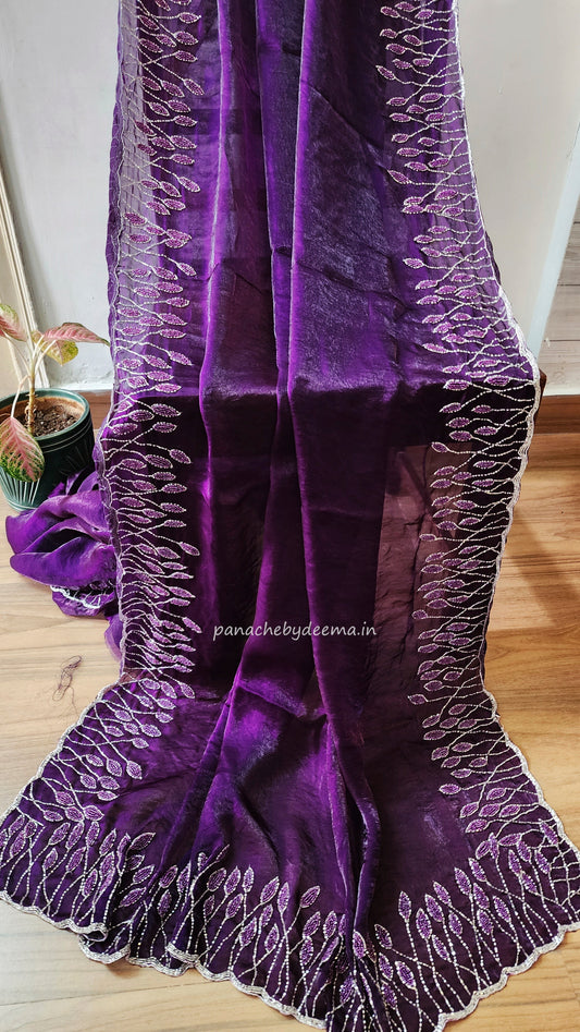 Desiger saree with heavy handwork| Dark violet | TS5