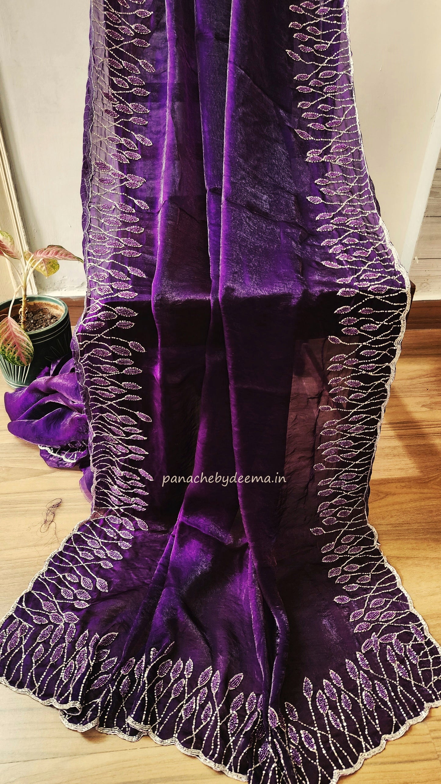 Desiger saree with heavy handwork| Dark violet | TS5