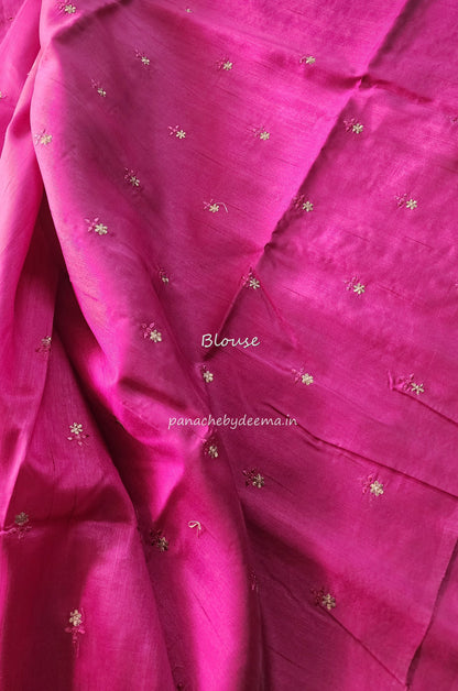 Matka silk designer saree with cut work borders and embroidery | Majenta| M3
