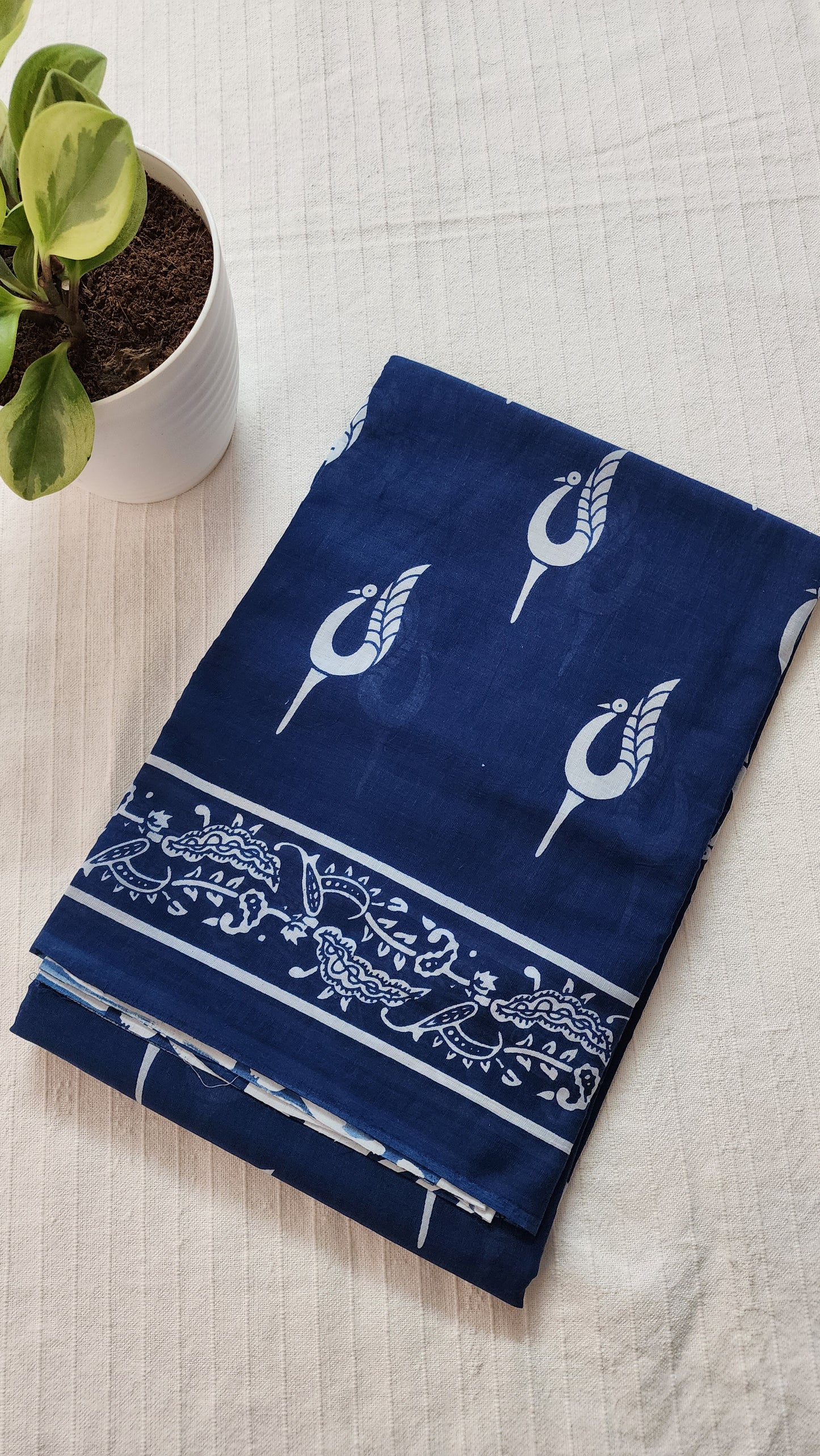 Pure Mulmul cotton saree|Indigo | PA111