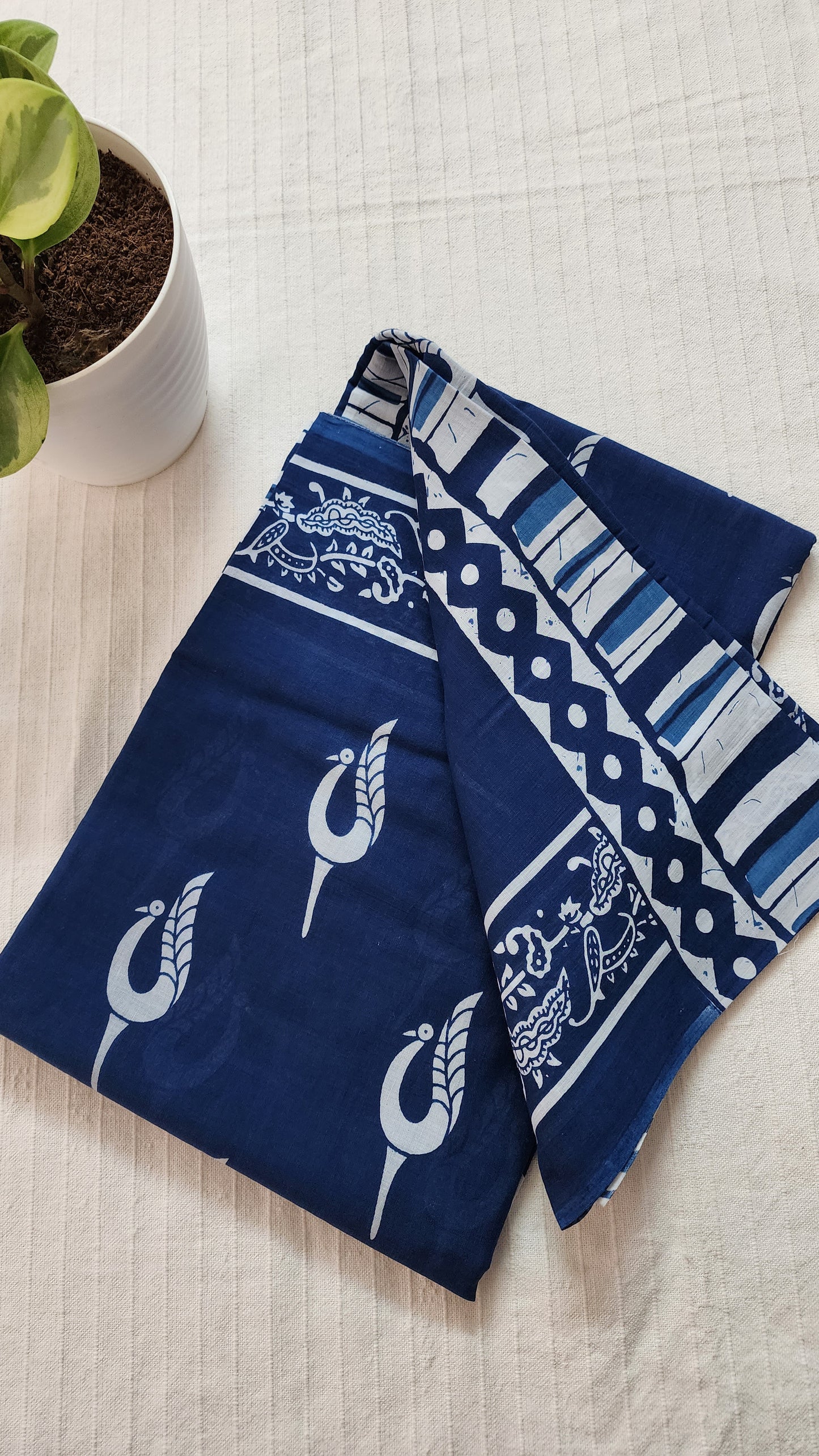 Pure Mulmul cotton saree|Indigo | PA111