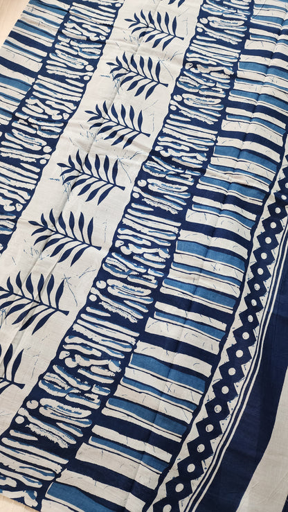 Pure Mulmul cotton saree|Indigo | PA111