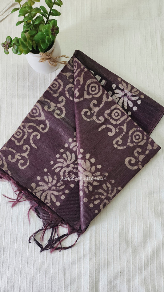 Semi tussar saree with Batik design | BT1