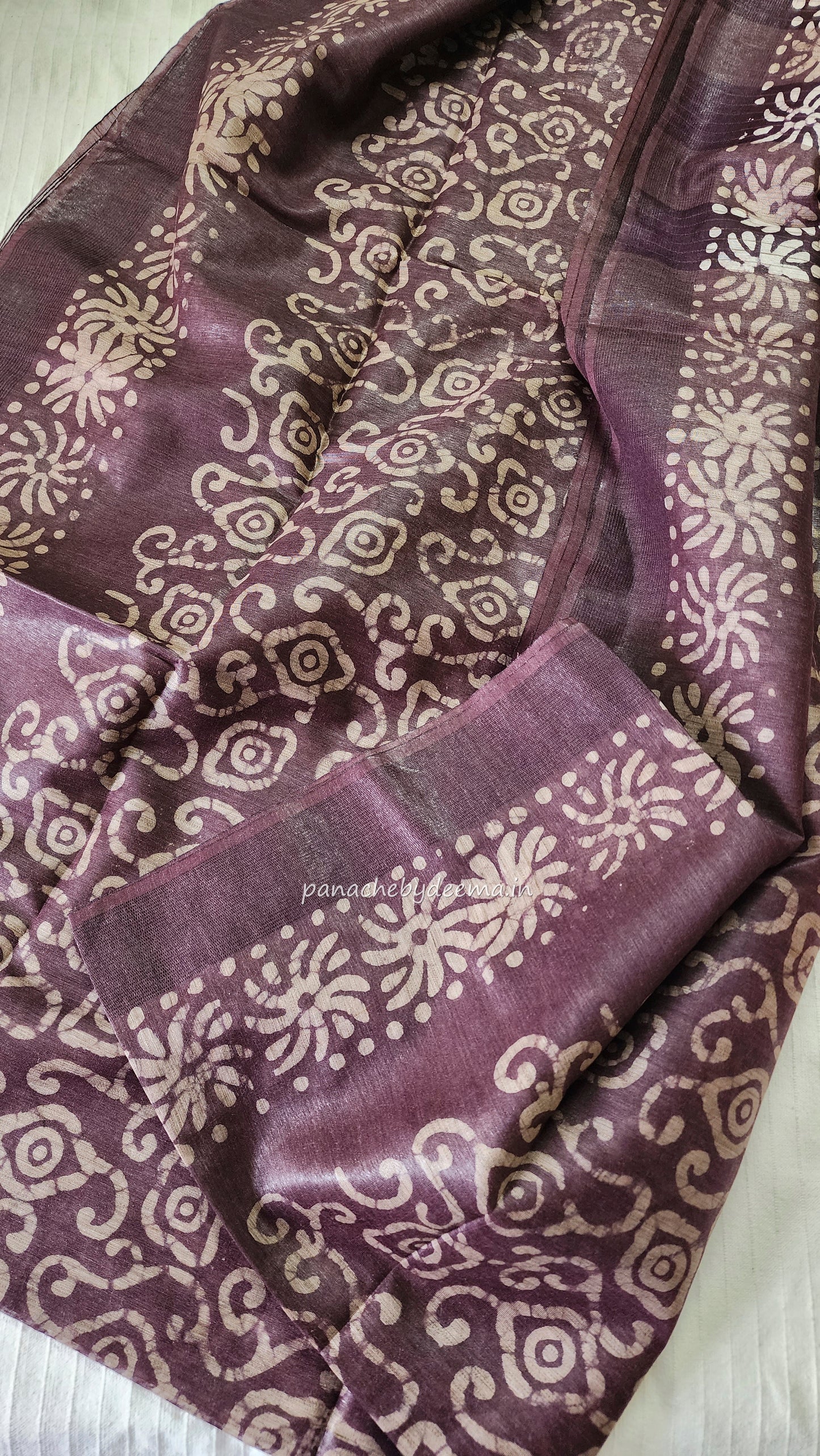 Semi tussar saree with Batik design | BT1