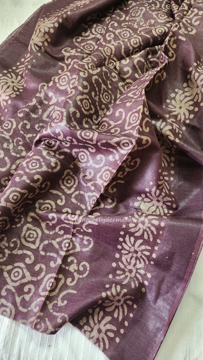 Semi tussar saree with Batik design | BT1