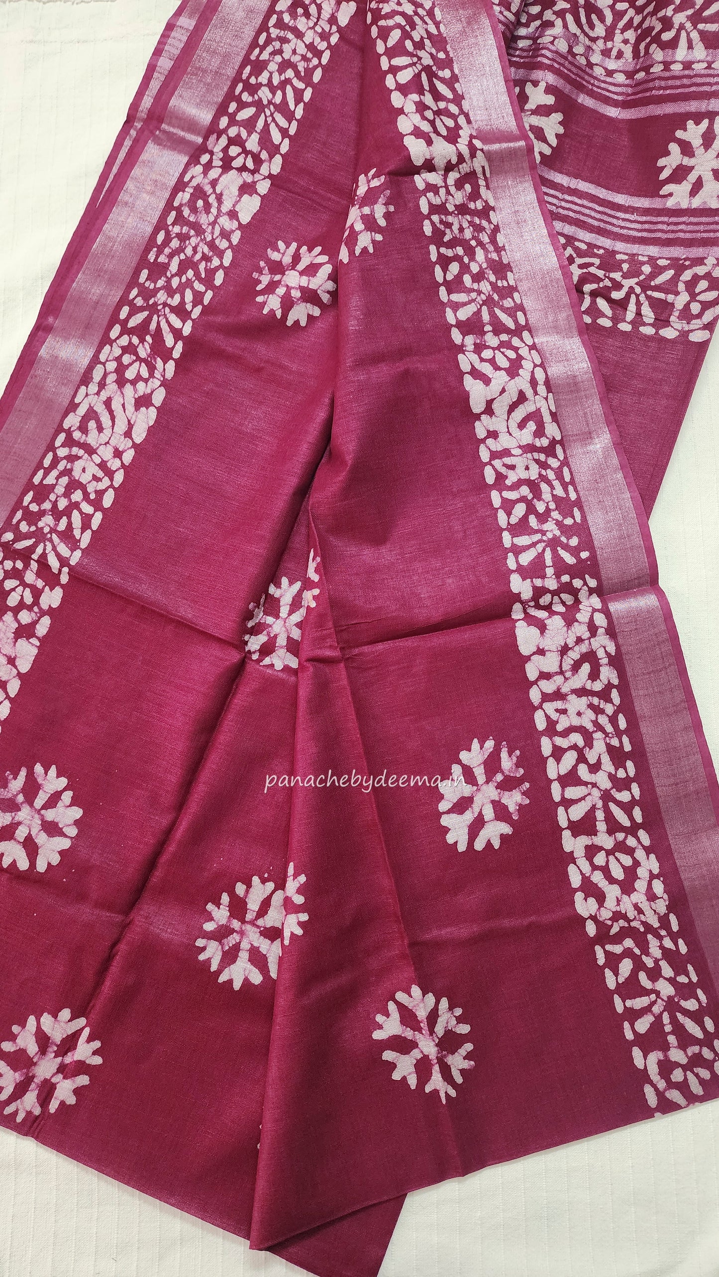 Semi linen saree with batik design | Pink| OR2