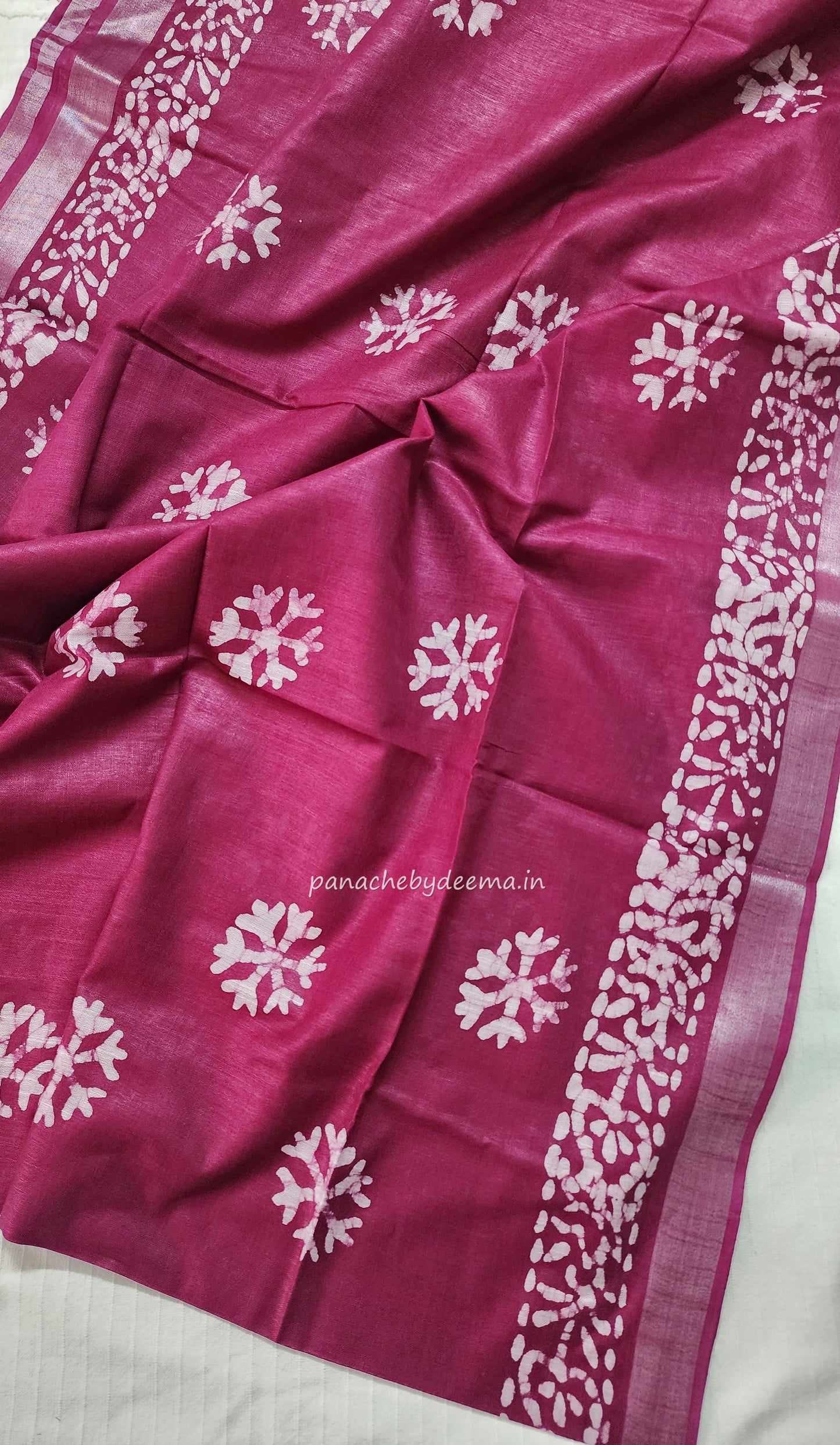 Semi linen saree with batik design | Pink| OR2