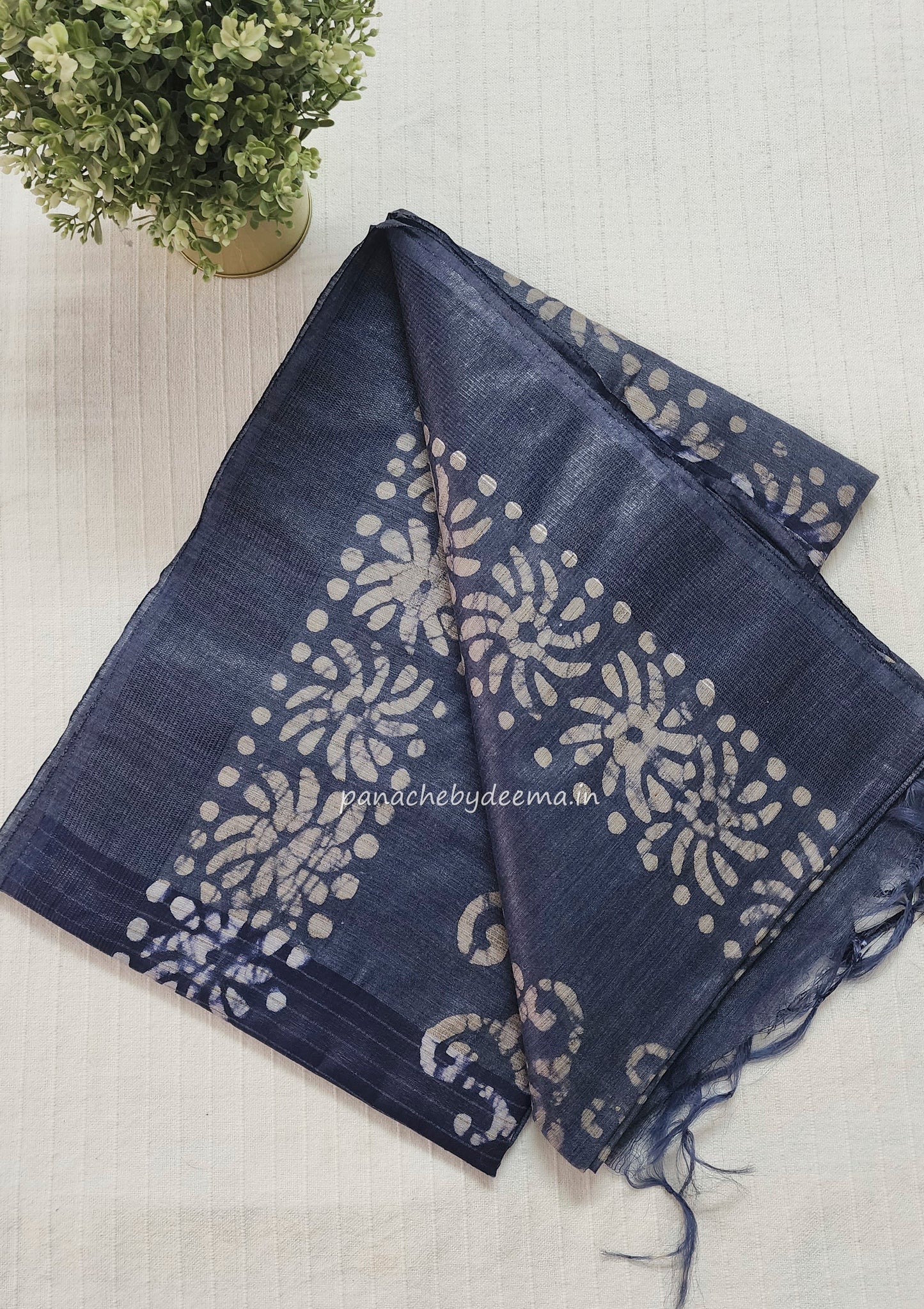 Semi tussar saree with Batik design | Blue |BT3