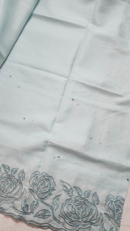 Kota applique saree with scalloped borders | blue| KAP3