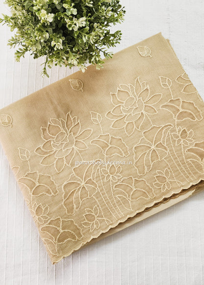 Kota applique saree with scalloped borders | Sand| KAP4