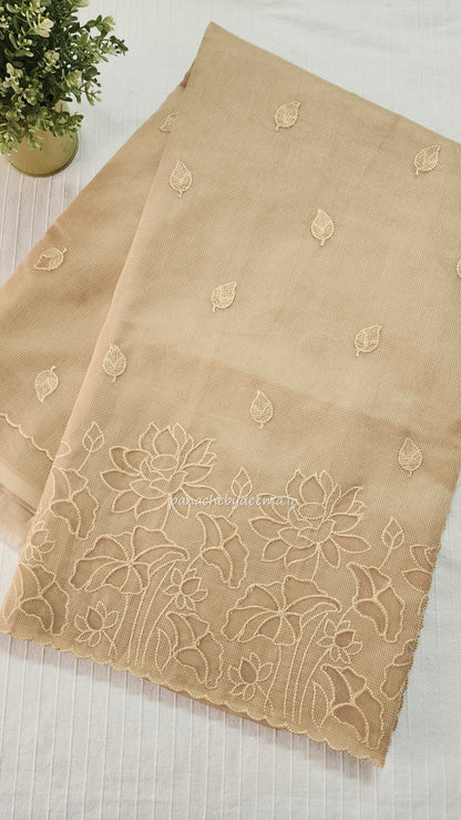 Kota applique saree with scalloped borders | Sand| KAP4