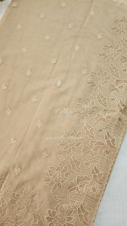 Kota applique saree with scalloped borders | Sand| KAP4
