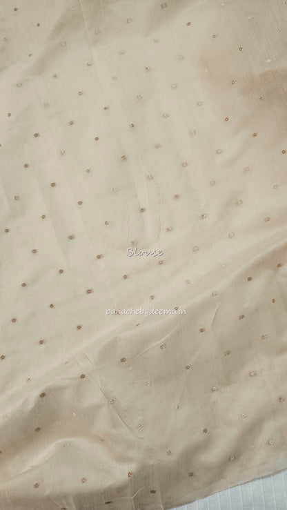 Kota applique saree with scalloped borders | Sand| KAP4