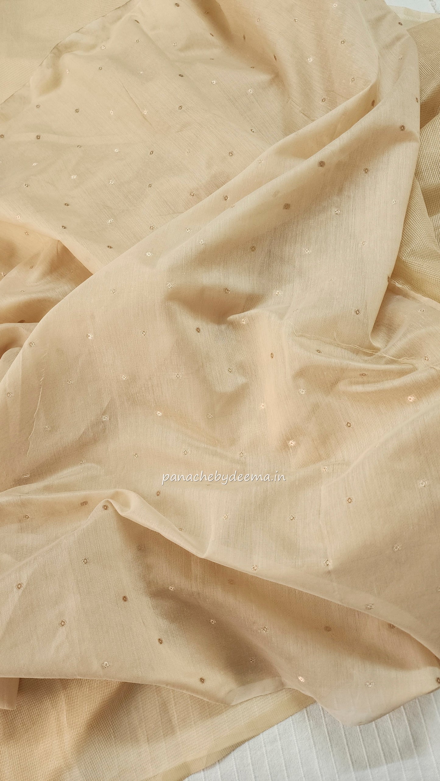 Kota applique saree with scalloped borders | Sand| KAP4