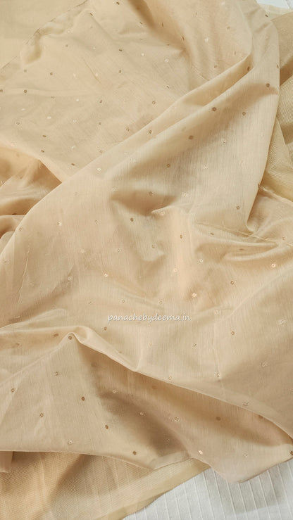 Kota applique saree with scalloped borders | Sand| KAP4